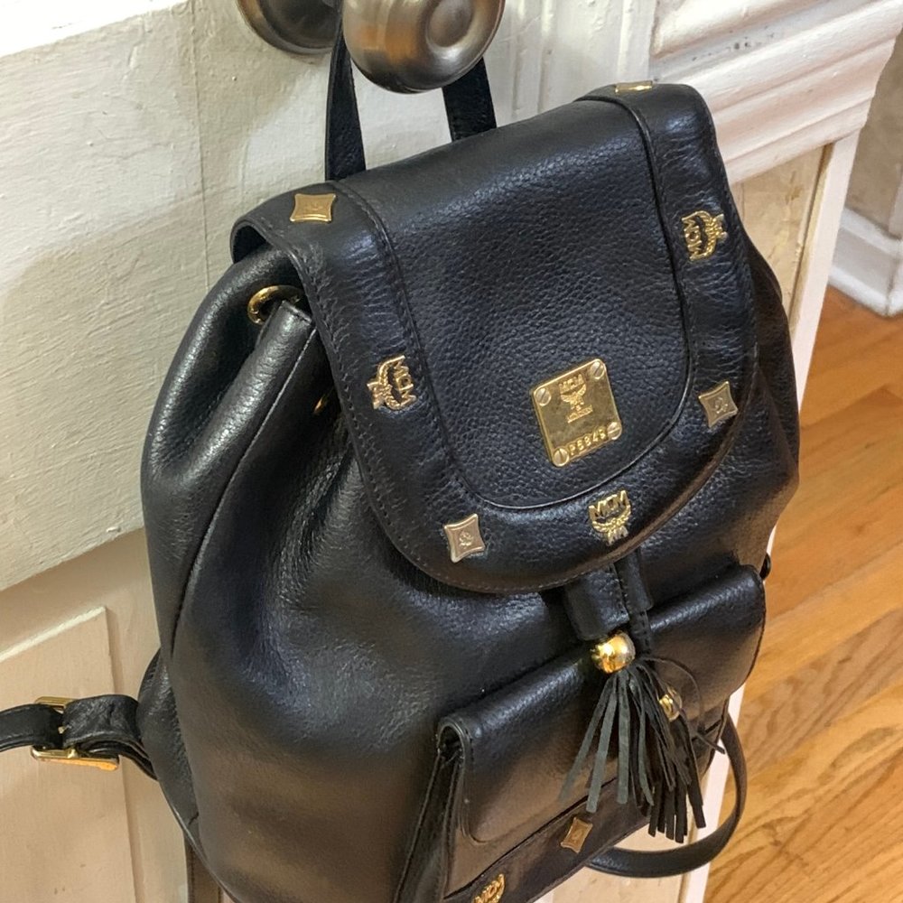 MCM Authentic All Leather Unisex Backpack w/Dust Bag